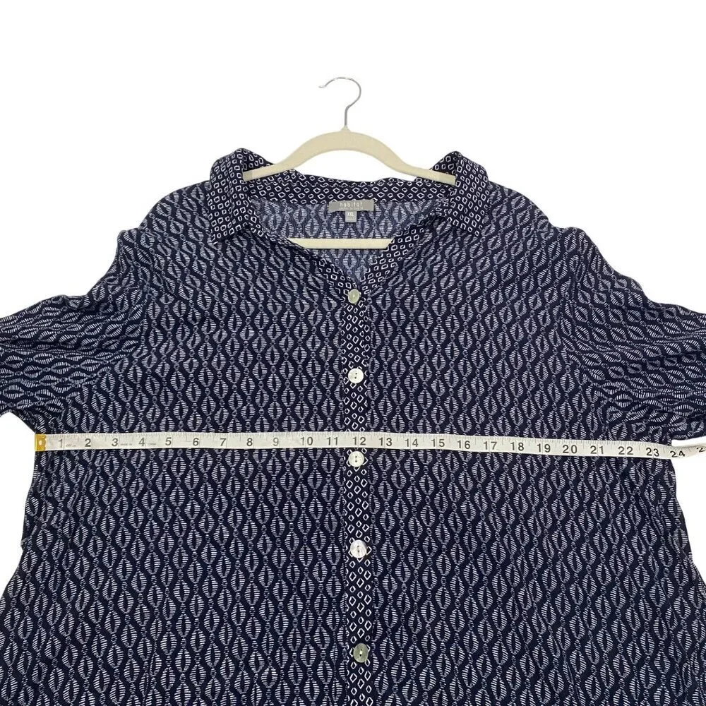 Habitat Clothes To Live In Navy & White Button Down Tunic Shirt Geometric XXL - Picture 8 of 10